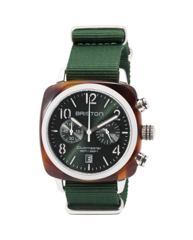 Clubmaster Chrono date steel 40 mm - Tortoiseshell acetate - English green