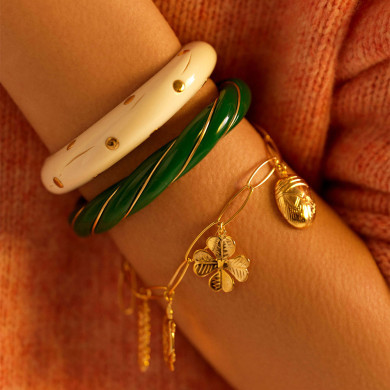 Ivory Clous Moon Bangle Bracelet