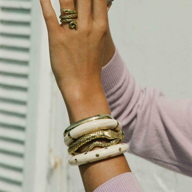 Ivory Clous Moon Bangle Bracelet