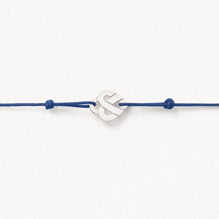 Bracelet coeur entrelacé - Or blanc / Bleu
