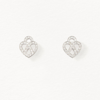 Boucles d'oreilles coeur entrelacé - Or blanc - Diamants Boucles d'oreilles coeur entrelacé - Or blanc - Diamants