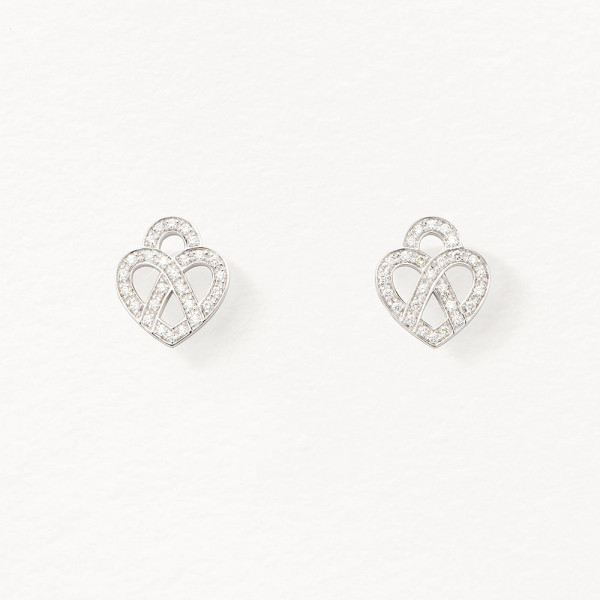 Boucles d'oreilles coeur entrelacé - Or blanc - Diamants Boucles d'oreilles coeur entrelacé - Or blanc - Diamants