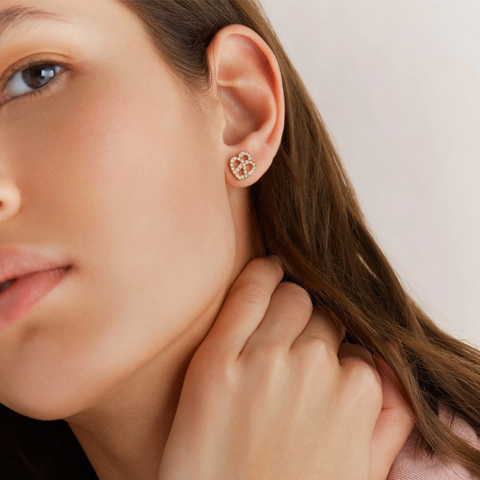 Boucles d'oreilles coeur entrelacé - Or blanc - Diamants