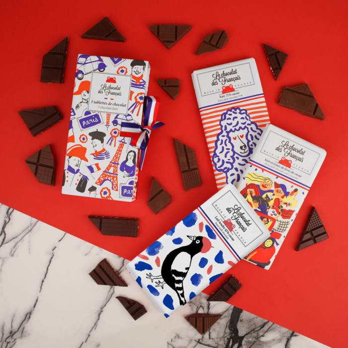 Coffret 3 tablettes 240g - Le Chocolat des Français Coffret 3 tablettes 240g - Le Chocolat des Français