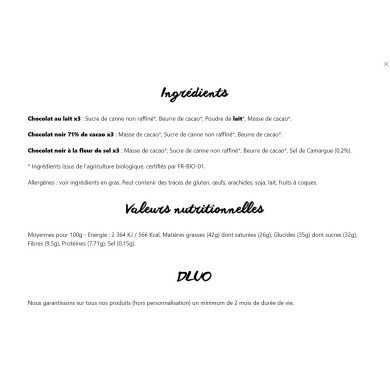 Coffret 9 carrés Parisien 45g - Le Chocolat des Français