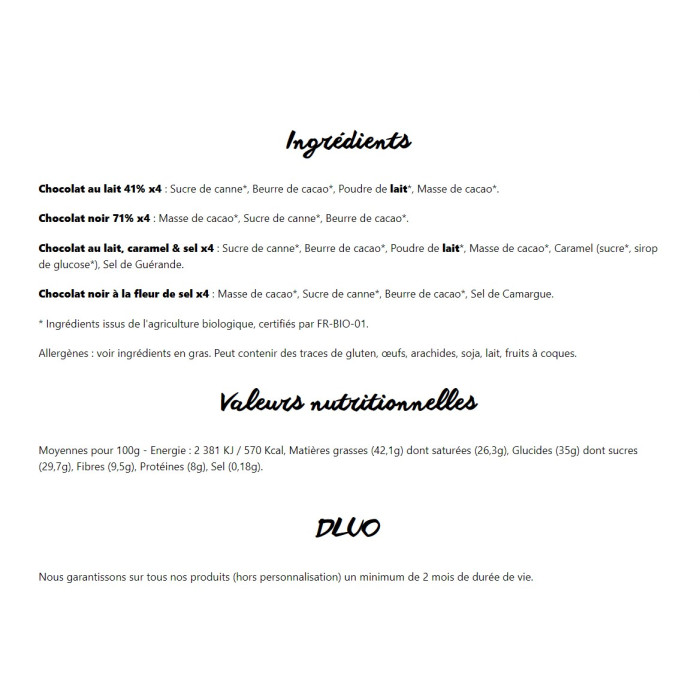 Coffret 16 carrés Art 80g - Le Chocolat des Français