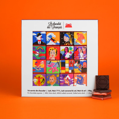 Coffret 16 carrés Art 80g - Le Chocolat des Français