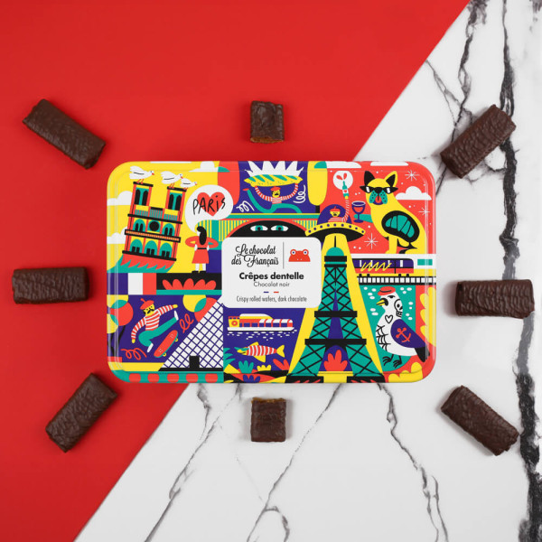 Coffret Crêpes Dentelles chocolat noir 90g - Le Chocolat des Français Coffret Crêpes Dentelles chocolat noir 90g - Le Chocolat des Français