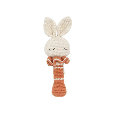 Bunny Rattle terracotta with bell