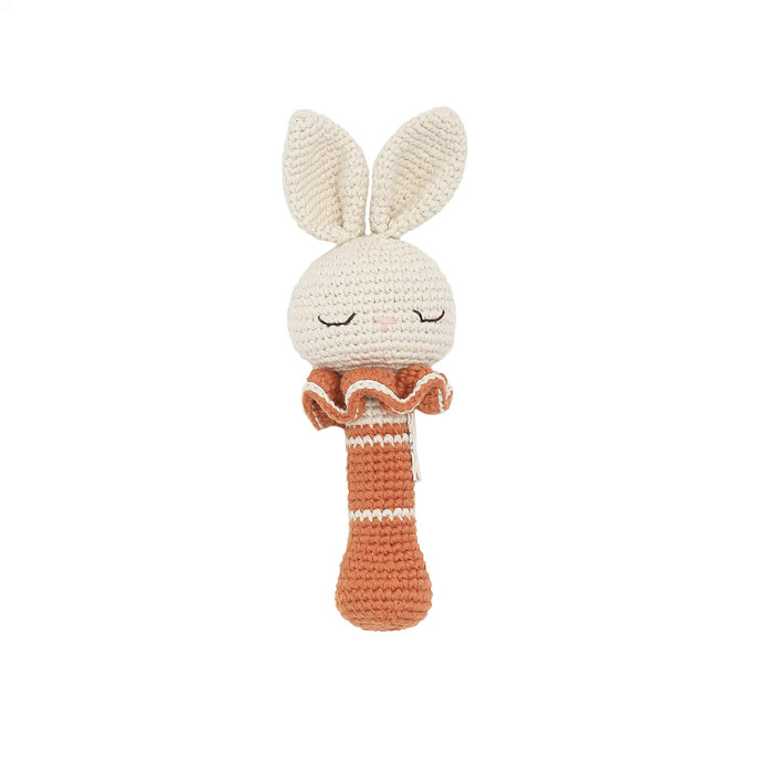 Bunny Rattle terracotta with bell