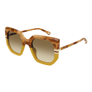 Lunettes de soleil Chloé - Shiny Caramel and Beige Spotted Havana / Shiny Milk Honey - CH0240S004 Lunettes de soleil Chloé - Shiny Caramel and Beige Spotted Havana / Shiny Milk Honey - CH0240S004