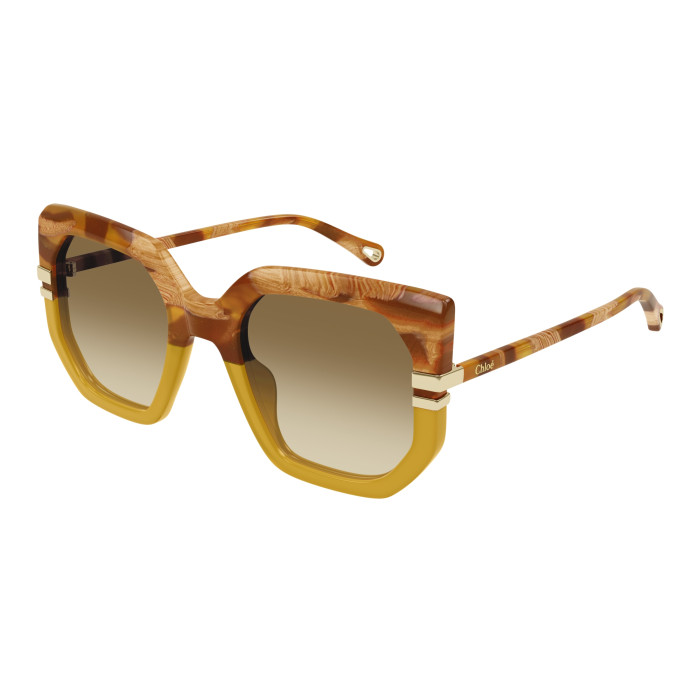 Lunettes de soleil Chloé - Shiny Caramel and Beige Spotted Havana / Shiny Milk Honey - CH0240S004