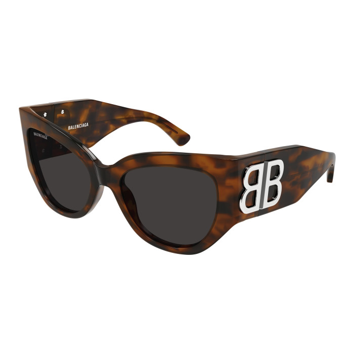 Lunettes de soleil Balenciaga - Shiny Stretched Mid Havana - BB0322S003