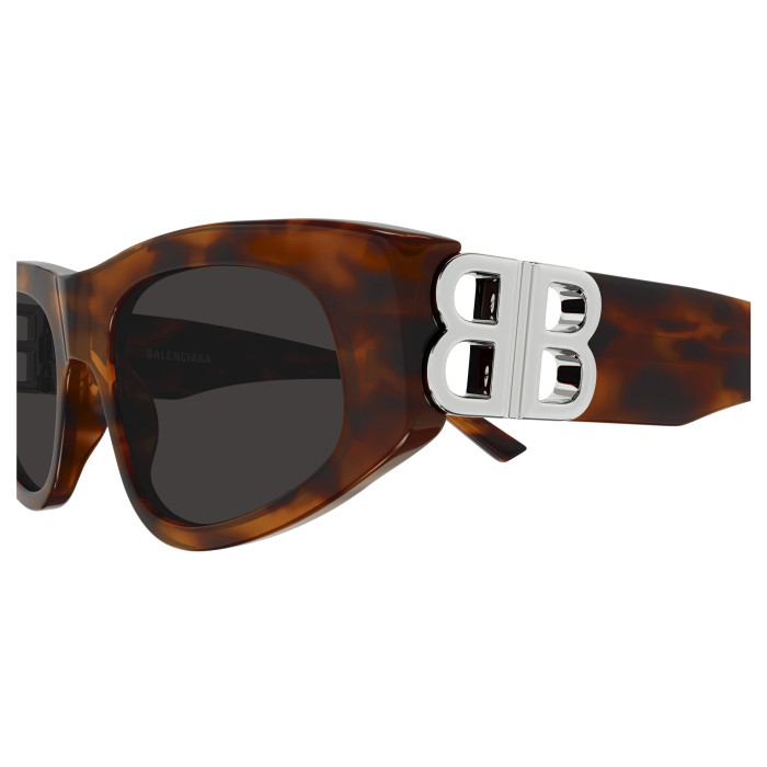 Lunettes de soleil Balenciaga - Shiny Stretched Mid Havana - BB0095S024