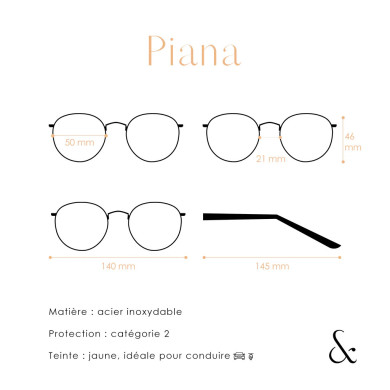 Lunettes de soleil Piana noir jaune