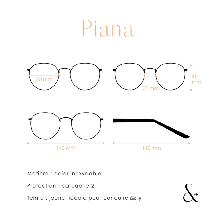 Lunettes de soleil Piana noir jaune