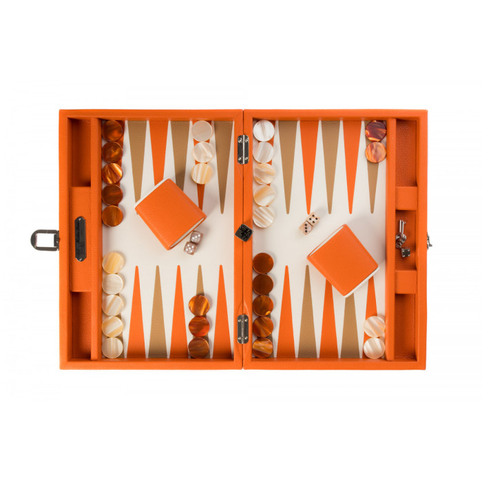Coffret Backgammon - Baptiste Buffle Orange - medium