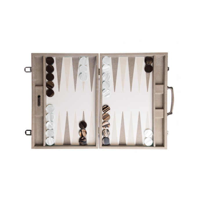 Coffret Backgammon - Gabin Galuchat Taupe - small Coffret Backgammon - Gabin Galuchat Taupe - small