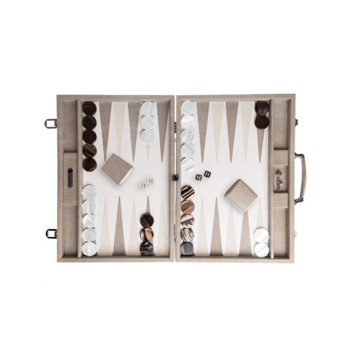Coffret Backgammon - Gabin Galuchat Taupe - small Coffret Backgammon - Gabin Galuchat Taupe - small