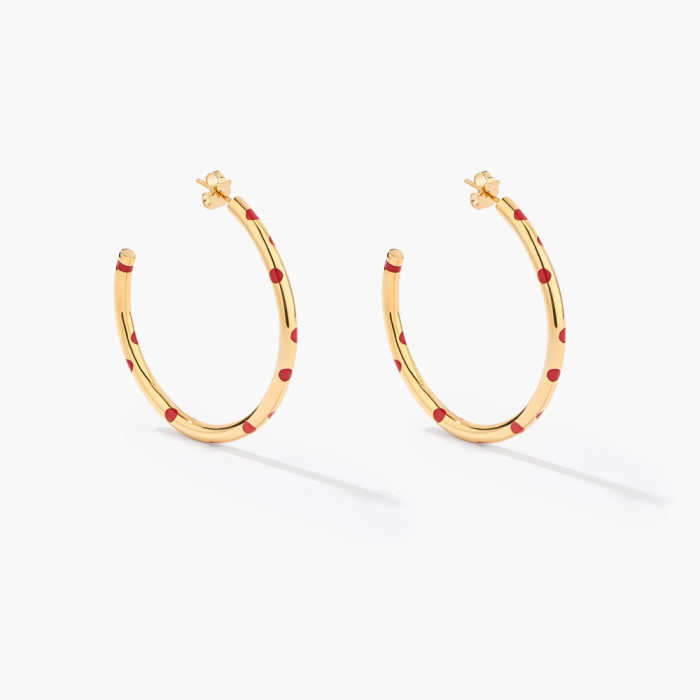 Créoles Positano à pois corail - Aurélie Bidermann