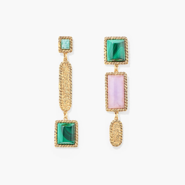 Boucles d'oreilles Malli jade amazonite malachite - Aurélie Bidermann