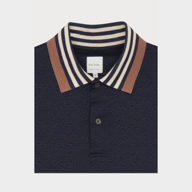 Polo Bleu Marine Col Contrasté en Coton - Paul Smith Polo Bleu Marine Col Contrasté en Coton - Paul Smith