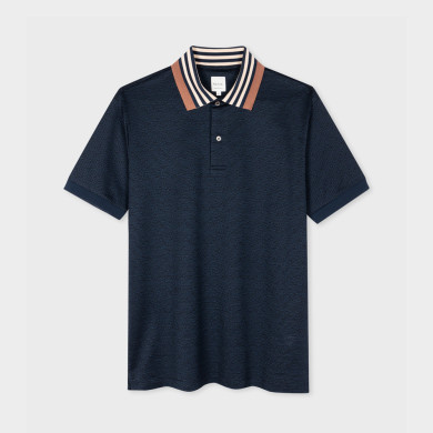 Polo Bleu Marine Col Contrasté en Coton - Paul Smith Polo Bleu Marine Col Contrasté en Coton - Paul Smith