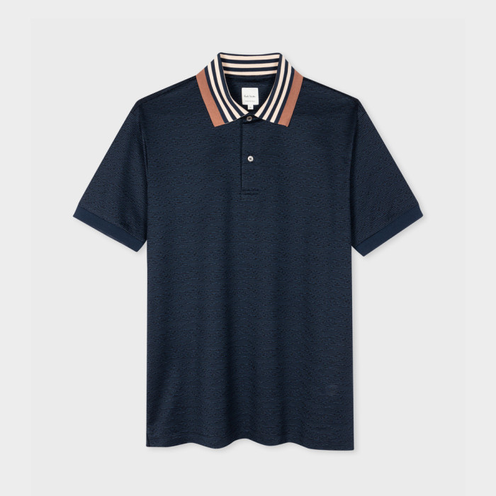 Polo Bleu Marine Col Contrasté en Coton - Paul Smith