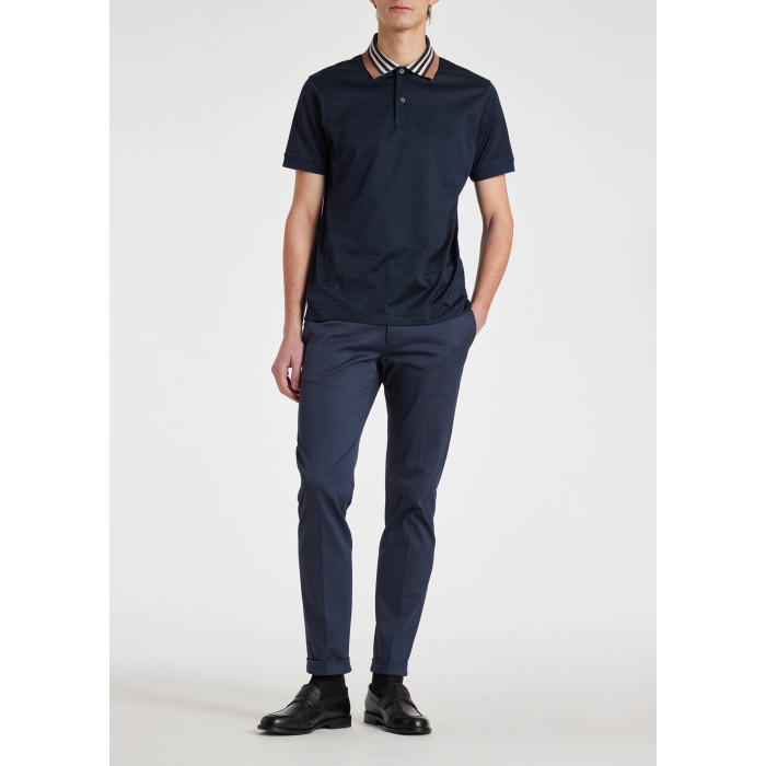 Polo Bleu Marine Col Contrasté en Coton - Paul Smith