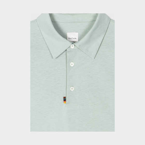 Polo Vert Pâle avec Languette "Artist Stripe" en Jersey - Paul Smith Polo Vert Pâle avec Languette "Artist Stripe" en Jersey - Paul Smith