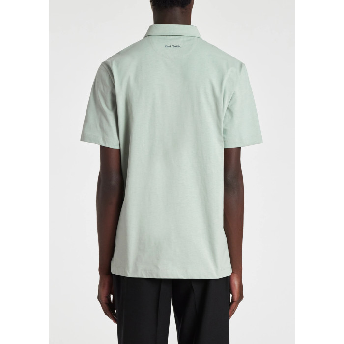 Polo Vert Pâle avec Languette "Artist Stripe" en Jersey - Paul Smith