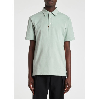 Polo Vert Pâle avec Languette "Artist Stripe" en Jersey - Paul Smith Polo Vert Pâle avec Languette "Artist Stripe" en Jersey - Paul Smith