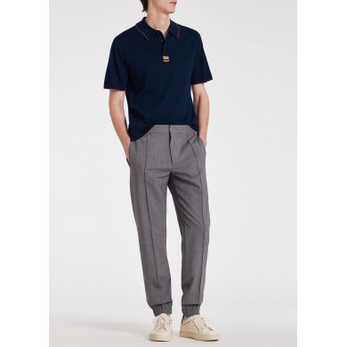 Polo Bleu Marine Bordure "Signature Stripe" en Coton Biologique - Paul Smith Polo Bleu Marine Bordure "Signature Stripe" en Coton Biologique - Paul Smith