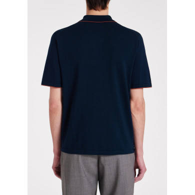 Polo Bleu Marine Bordure "Signature Stripe" en Coton Biologique - Paul Smith Polo Bleu Marine Bordure "Signature Stripe" en Coton Biologique - Paul Smith