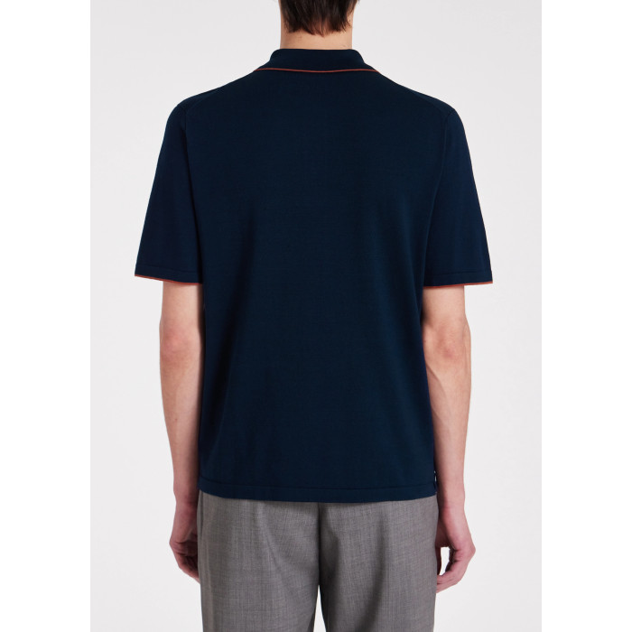 Polo Bleu Marine Bordure "Signature Stripe" en Coton Biologique - Paul Smith