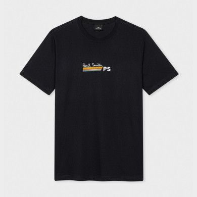 Tee-shirt Bleu Marine Foncé à Rayures Logo PS Tee-shirt Bleu Marine Foncé à Rayures Logo PS