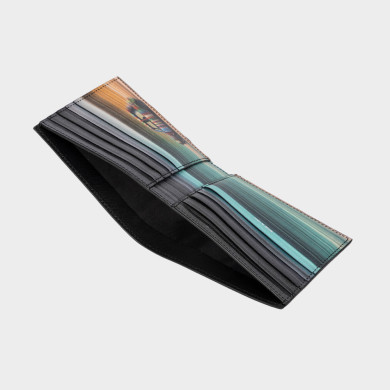 Portefeuille en cuir noir avec intérieur 'Mini Blur' - Paul Smith Portefeuille en cuir noir avec intérieur 'Mini Blur' - Paul Smith