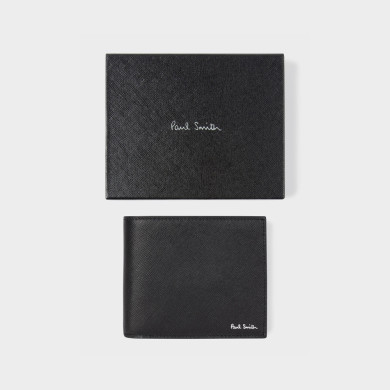 Portefeuille en cuir noir avec intérieur 'Mini Blur' - Paul Smith Portefeuille en cuir noir avec intérieur 'Mini Blur' - Paul Smith