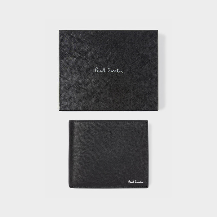 Portefeuille en cuir noir avec intérieur 'Mini Blur' - Paul Smith