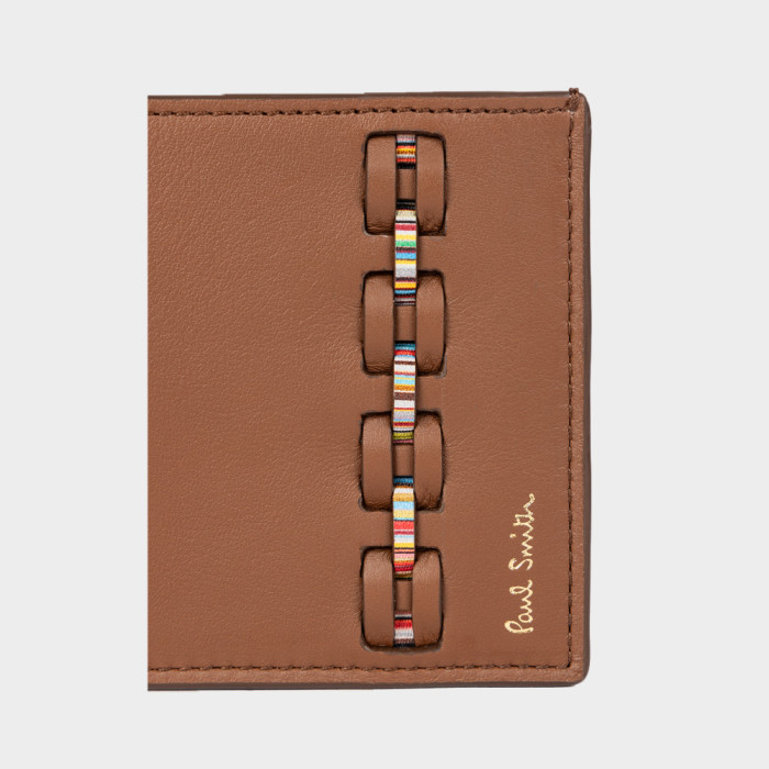 Portefeuille en cuir de veau tanné avec tissage à rayures 'Signature' - Paul Smith