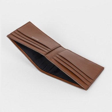 Portefeuille en cuir de veau tanné avec tissage à rayures 'Signature' - Paul Smith Portefeuille en cuir de veau tanné avec tissage à rayures 'Signature' - Paul Smith