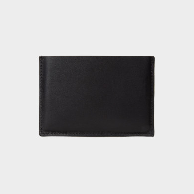 Porte-cartes en cuir noir avec extension à rayures 'Signature' - Paul Smith