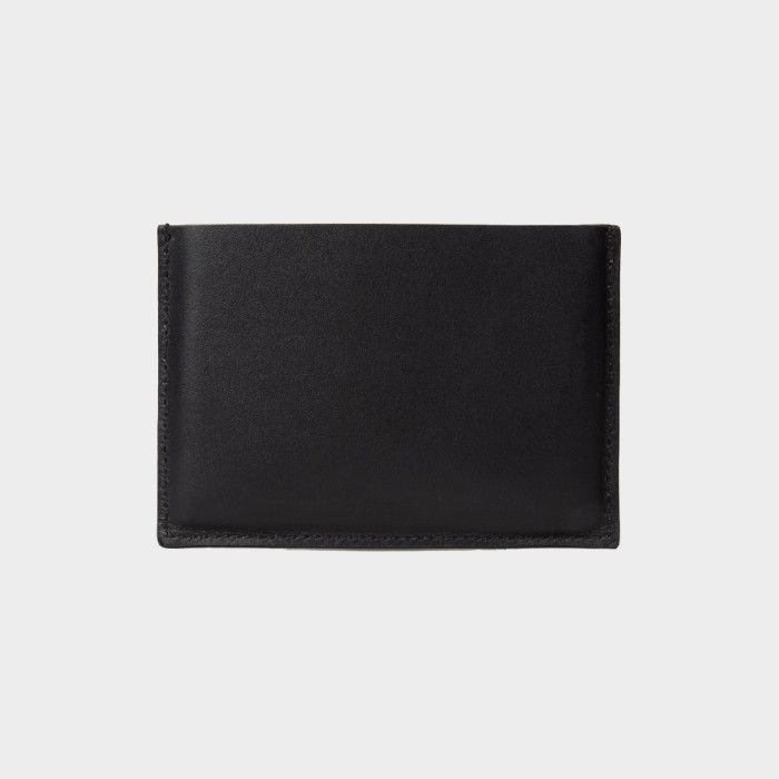 Black Leather Card Holder with 'Signature' Stripe Extension