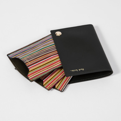 Porte-cartes pivotant avec intérieur à rayures 'Signature' - Paul Smith