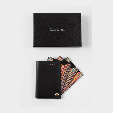 Porte-cartes pivotant avec intérieur à rayures 'Signature' - Paul Smith