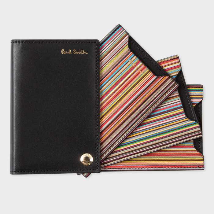 Porte-cartes pivotant avec intérieur à rayures 'Signature' - Paul Smith