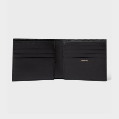 Portefeuille à rabat en cuir noir avec bloc à rayures 'Signature' - Paul Smith Portefeuille à rabat en cuir noir avec bloc à rayures 'Signature' - Paul Smith