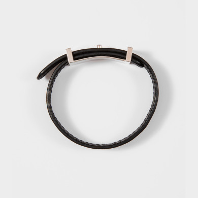 Bracelet en cuir noir avec rayures 'Signature' - Paul Smith