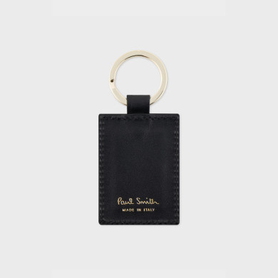 Porte-clés 'Signature Stripe' en Cuir de Veau Noir - Paul Smith