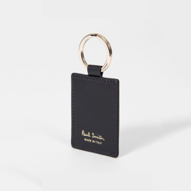 Porte-clés 'Signature Stripe' en Cuir de Veau Noir - Paul Smith